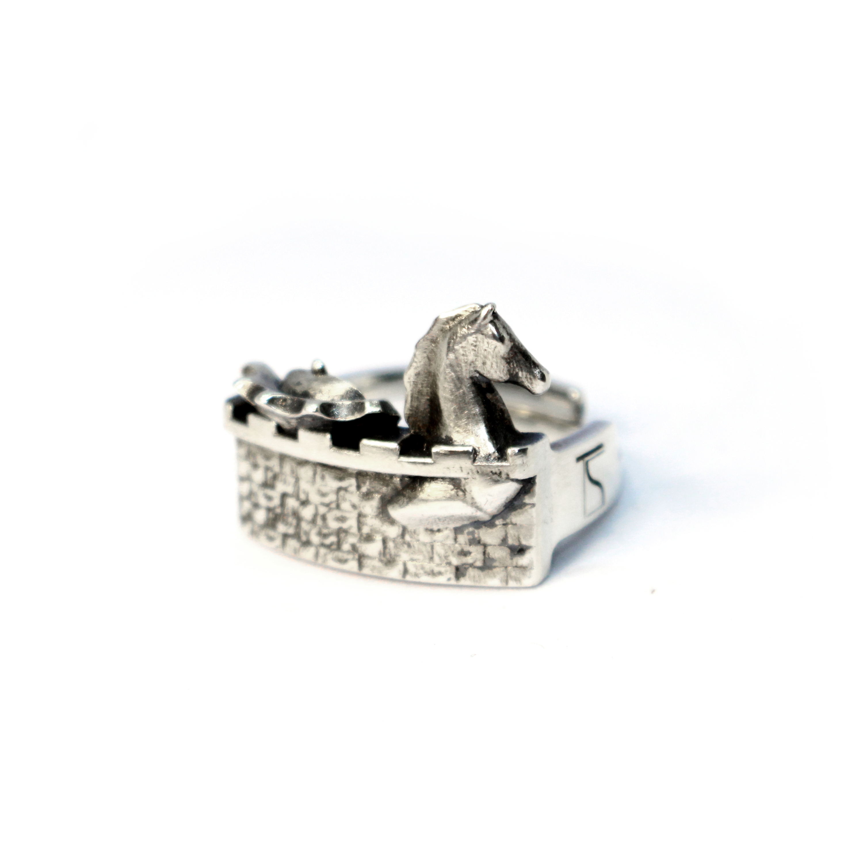 Tactonal Studio Arabian Mate Sterling Silver Ring. Close up white background